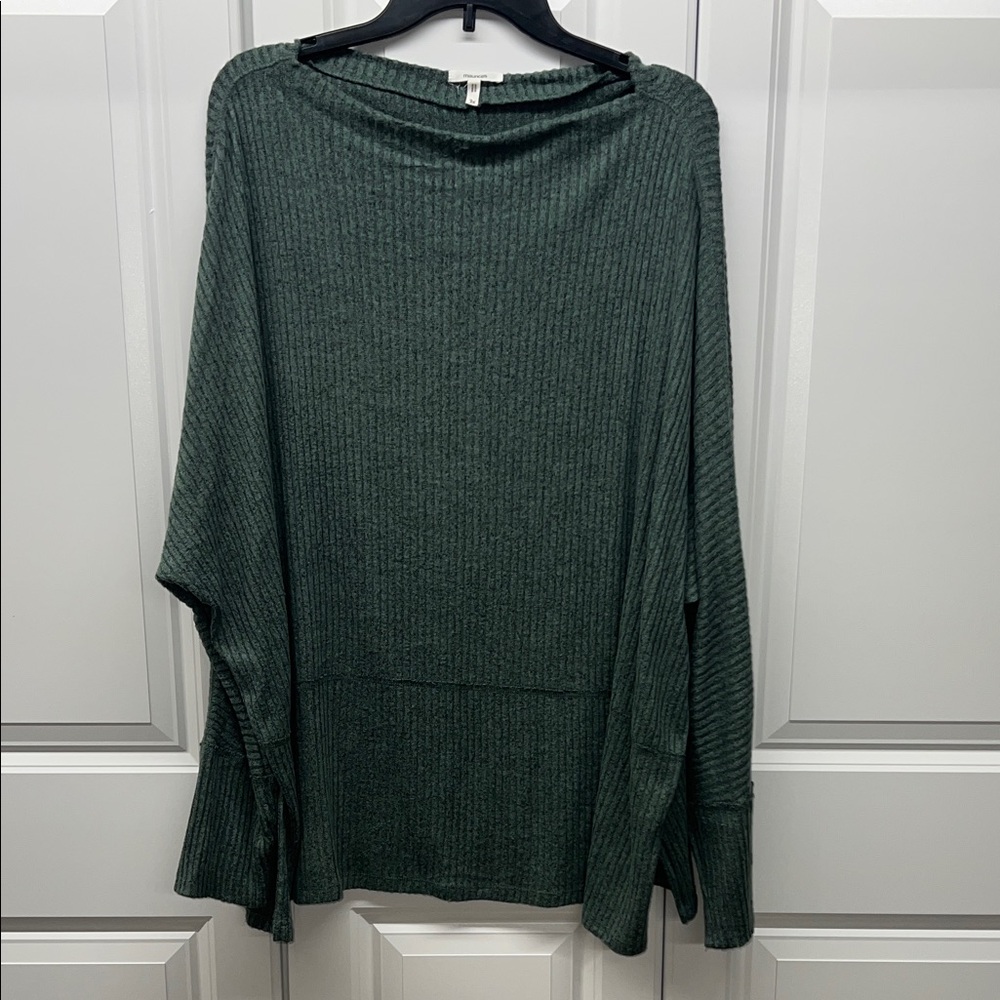 Maurices Green Ribbed Dolman Sleeve Cozy Top 3X